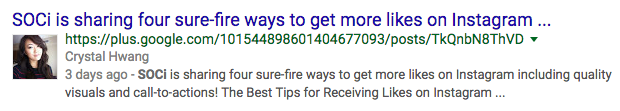 Example of Google+ Post on Search