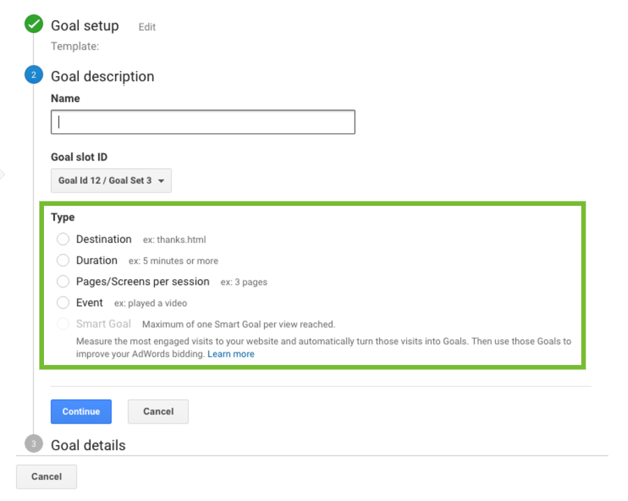 Goal Types in Google Analytics