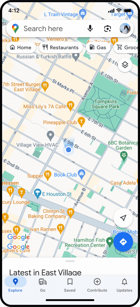 An example of Google Maps showing photos first