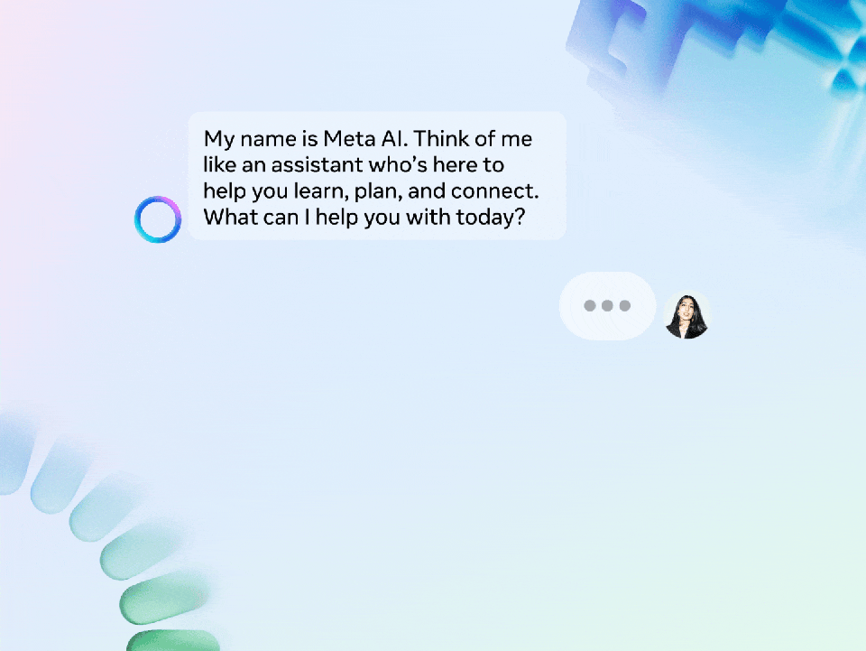 A GIF highlighting Meta's chatbot assistant and how it works