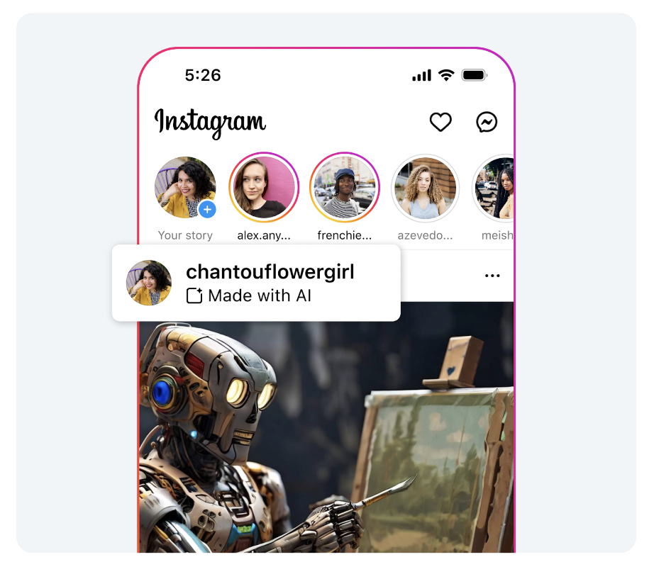 An example of Meta falling an image on Instagram as "generated with AI"